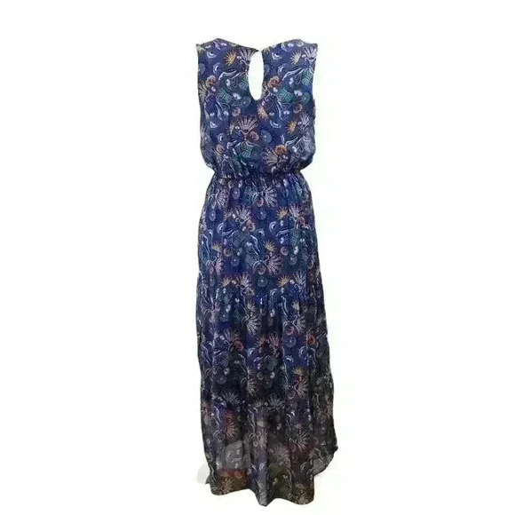 Anthropologie Laura Guidotti Silk Blend Navy Blue Paisley Maxi Dress - Picture 3 of 8